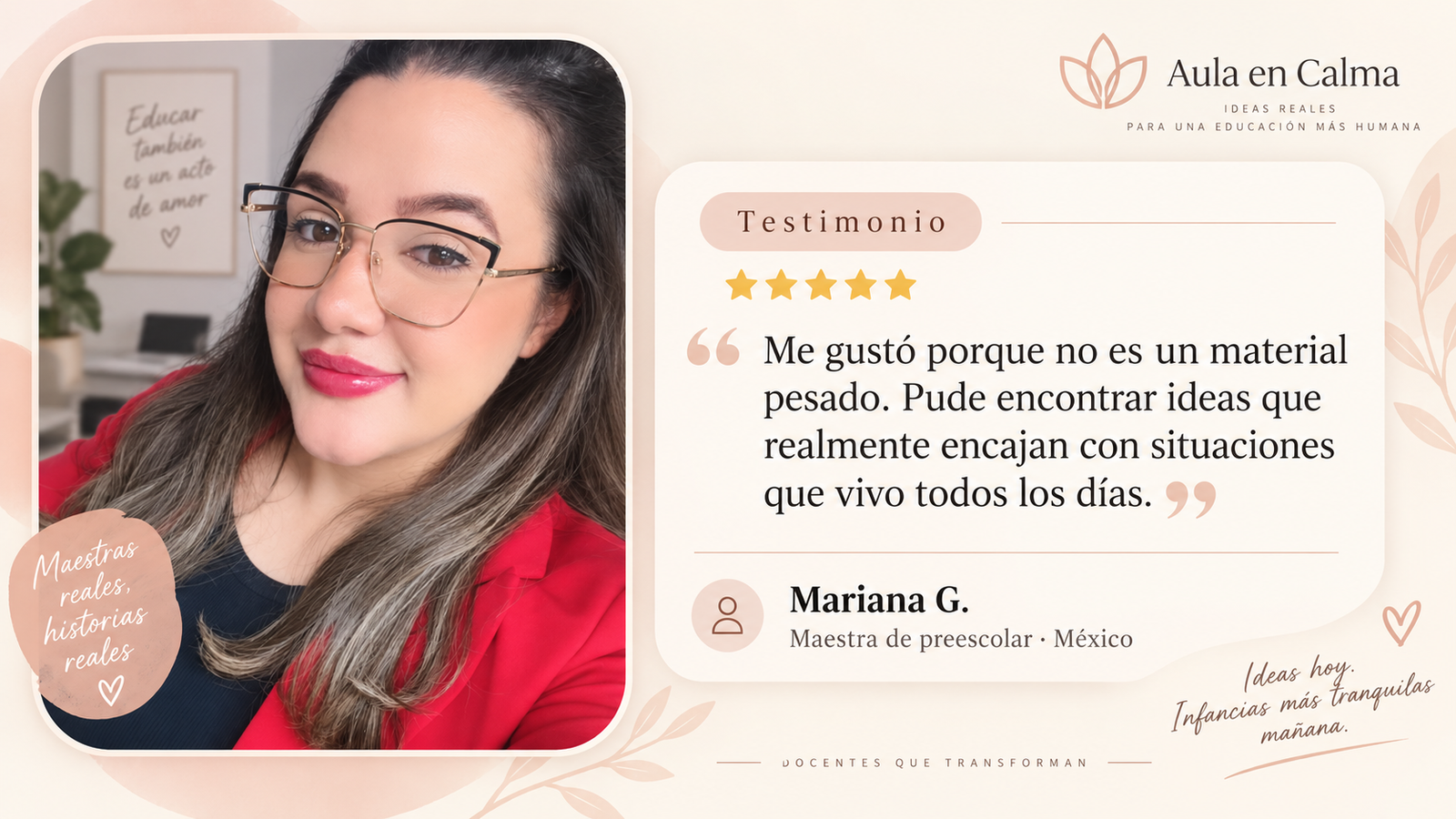 Testimonio ilustrativo de una maestra sobre Aula en Calma