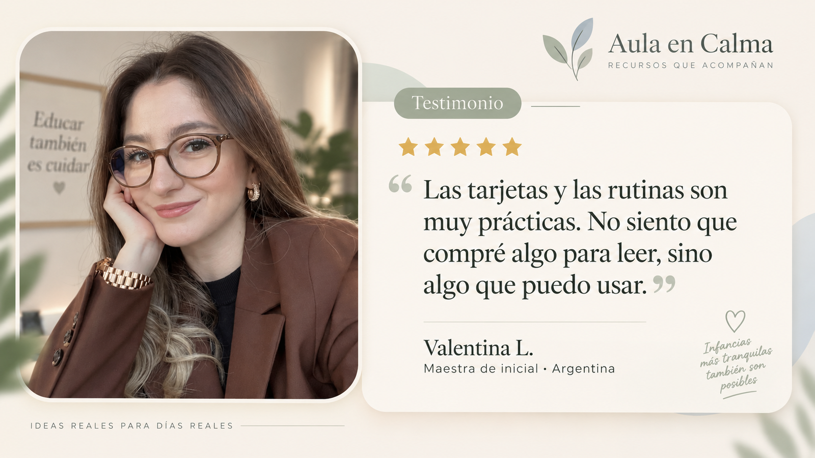 Testimonio ilustrativo de una maestra sobre Aula en Calma