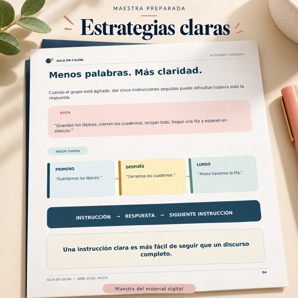 Páginas internas de la guía Aula en Calma