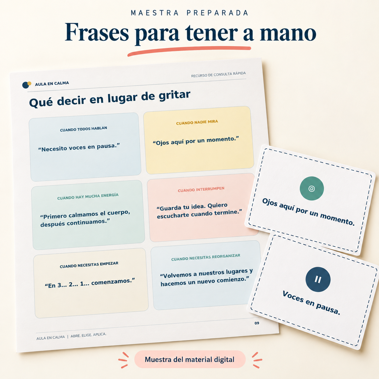 Fichas prácticas de la guía Aula en Calma