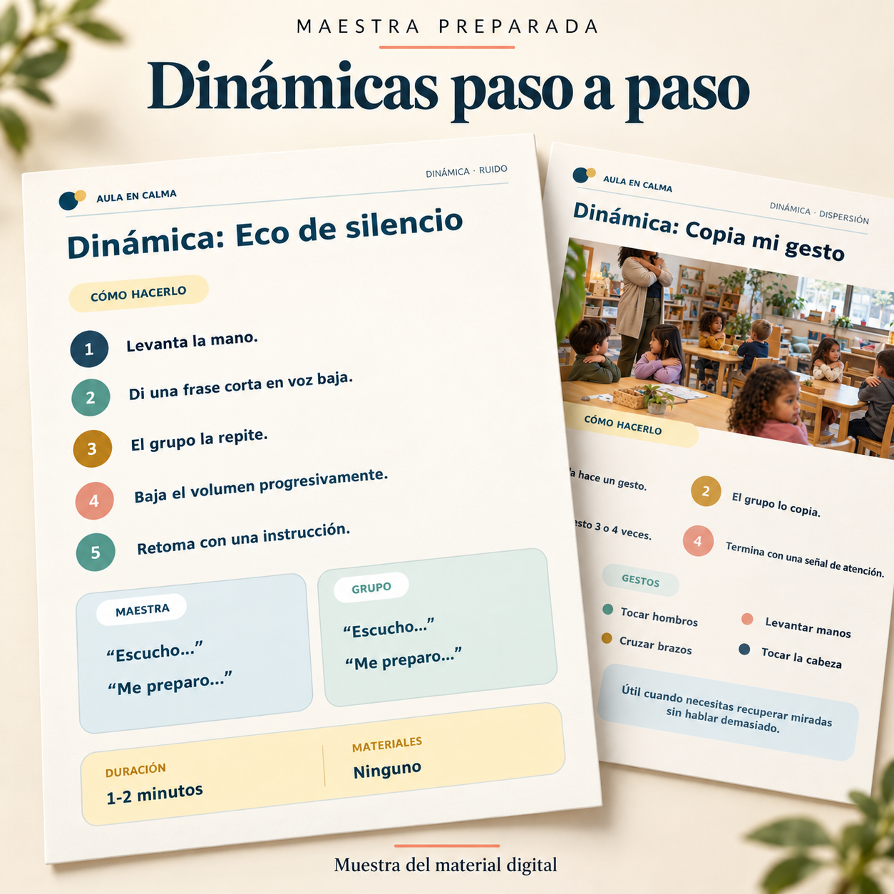 Actividades listas de la guía Aula en Calma