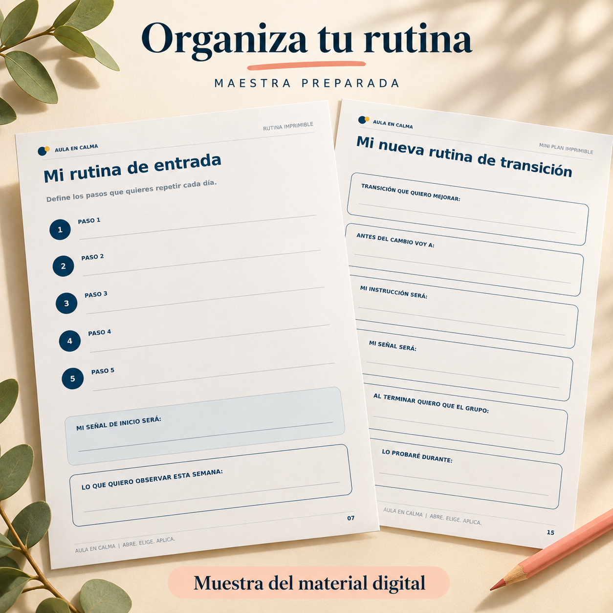 Recursos imprimibles de la guía Aula en Calma